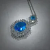 Pendant Necklaces Fancy Style Double Lake Blue Zircon Oval Cut Necklace For Women Vintage Fashion Accessory