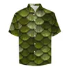 Casual shirts voor heren Trending Metallic Loose Shirt Vacation Light Green Hawaii Design Short Sheeves Street Style Otensy Blouses