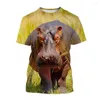 Heren t shirts hippopotamus t-shirts dieren hippo 3d print streetwear mannen vrouwen mode extra grote shirt met korte mouwen kinderen