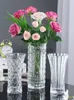 花瓶クリスタルガラス花瓶透明な大きな装飾リビングルームフラワーアレンジメント水耕ラッキーバンブリリーモダンx0821