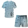 Men's Tracksuits Summer Mathematical Formula 3D Print Suit Pattern T Shirt Short Sleeve Casual Shorts Men Streetwear Clothing Tops