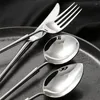 Dijkartikelen Sets Silver Classic Roestvrijstalen bestek Diner Desserts Mes Fork Lepel Western servies Home Restaurant Flatware