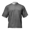メンズTシャツluclesamラウンドネック通気性Tシャツフィットネスプラスサイズシャツのソリッドカラートレンドルーズスポーツ半分スリーブ
