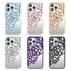 Luxe geëlektroplateerde TPU Make-up Mirror Horror Horror Hollowed Anti-Fall Honeycomb Edge Cases Geplaatste schokbestendig voor 15 plus 14 13 12 11 Pro Max