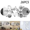 Adesivos de parede 26pcs 3d Espelhado adesivo Diy Redondo sala de estar decoração em casa banheiro decorativo 230822