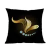 Coussin / oreiller décoratif fond noir diamant et papillons dorés motif lin taie d'oreiller maison canapé chambre décorative ER 45x4 otp6g