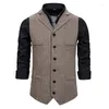 Men's Vests Gray Woolen Tweed Suit Vest Men 2023 Brand Slim Fit Sleeveless Jacket Waistcoat Party Wedding Tuxedo Gilet Homme XXL