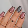 Falska naglar 24st mode svartrosa paljetter glitter koreanska med lim fyrkantig huvud tryck på falska nagelips full täck naglar