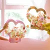 Handhållen blommor Box Heart-Shaped Flower Bundle Box Fresh Love Flower Borge Portable Paper Flowers Packaging Bag222s