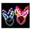 Party Favor Kids Easter Bunny Rabbit Ears Cosplay Headband Children Adt Soft Furry Plush Hair Band Led Glow Headwear Customize Logo Dhpub