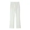 Pantalones de mujer YENKYE Mujer Vintage Cintura media Longitud completa Acampanado Elegante Oficina Señoras Pantalones blancos