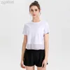 Desginer Aloo Yoga t Shirt Top Mesh Patchwork Loose Sports T-shirt Short Sleeve Running Fitness Sweatshirt