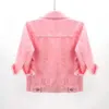 Women's Jackets Multicolor Jean Jacket Spring Autumn Women Denim Tops Pink Color Solid Short Three Quarter Sleeve