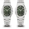 2021 Nya anländer topp Nautilus Watch Men Automatic Man Watches 5711 Silver Armband Green Face Rostfri Mens Mechanical Di Lusso W274M
