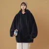 Sweat à capuche pour femme femme laine d'agneau femmes en vrac couleur unie pulls automne hiver à manches longues 2023 Style coréen épais dames hauts