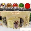 Storage Bags Kraft Paper Zipper Lock Food Packing Reusable Plastic Front Transparent Stand Up Pouch Gift Candy Baking Snack Bag Lx1800 Dhu7G