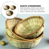 Dinnerware Sets 3 Pcs Bamboo Basket Fruit Packaging Bread Storage Container Organizer Plaque Bun Plastic Containers Serving Desktop