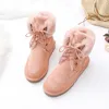 Boots Winter Woman Snow Shoes Women 2023 Real Sheepskin Women's Genuine Flats