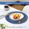 Tavolino rotondi teglieri intrecciati per pranzo 6 - resistente al calore intrecciato non cucina 36 diametro blu