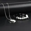 Strand Ailatu Taichi Yingyang Necklace Sets Bracelet Onyx & Howlite Stone Beads Stainless Steel With 8mm Faceted Cut Black Metal