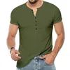 T-shirts pour hommes Henley chemise à manches courtes bouton solide T-shirt haut Style d'été personnalité Europe et amérique