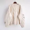 여자 니트 티 스프링 스웨터 따뜻한 니트 재킷 느슨한 주머니 자수 패션 니트 카디건 레이디 230821