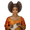 Fashion auto gele headtie African Nigerian women traditional aso oke autogele fan shape for wedding party271F