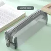 Learning Toys Transparent Pencil Case Large Capacity Grid Portable Pencil Bag Simple Storage Pencil Box Office School Supplies Stationery Box