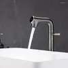 Rubinetti del lavandino del bagno grigio gettatura in oro rubinetto in ottone a manico singolo senza manico digitale e tocco di mixer bianco freddo