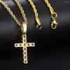 Pendant Necklaces Hip Hop Cross Necklace Chain For Men Women Iced Out Zircon Crystal Wholesale Jewellery Accessories OHP003