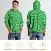 Men's Hoodies Eyelashes Print Loose White And Green Y2k Pullover Hoodie Male Long Sleeve Oversize Classic Custom Top