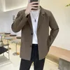 Herenpakken herfst mode heren blazers rapel twee knopen solide kleur zakelijk casual mannelijk merk kleding jassen grijze koffie abrikoos