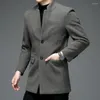 Men's Suits Men Elegant Cashmere Wool Coat Gray Black Sheep Woolen Blend Overcoat Winter Autumn Single Breasted Outfits Male Warm Outerwear