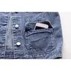 Frauenwesten Sommer dünne Denimweste Frauen schlank kurzes lässiges Weste Big Pocket Cowboy Ärmellose Jacke Mantel Vintage Blue Jeans Weiblich