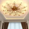 Modern K9 Crystal LED Flush Mount Tak Chandelier Lights Fixture Gold Black Home Lamps For Living Room Bedroom Kitchen230Q