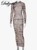 Urban Sexy Dresses Dulzura Spring Mesh See Through Y2K Clothes Long Sleeve O Neck Bodycon Midi For Women 2023 Club Streetwear Outfits 230822