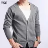 Men s Sweaters YUNSHUCLOSET Spring multi colored V neck solid color sweater outerwear male cashmere cardigan knitted 230821