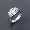 Cluster Rings Concise Cross For Men Titanium Stainless Steel Cool Bands Finger Trendy Accessories Sizes 7 8 9 10 11 12