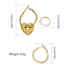 Hoop Ohrringe Goldfarbe Perle Ohrring Set für Frauen Mädchen Vintage Perlenkreis Herz Trend Jewerly Accessoires T8de