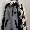 メンズセーター韓国のファッションメンズジップアップフーディースター秋の冬のセーターY2Kストリートウェアビンテージメンカーディガンコートスウェットシャツセーター230821