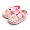 Första vandrare 2023 Baby Girl Born Shoes Spring Summer Sweet mycket Light Mary Jane Big Bow Sticked Dance Ballerina Dress Pram Crib Shoe