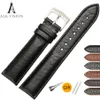Alk Vintage Cow Leather Watch Band Braceletブラックステンレスファッションバックルストラップウォッチバンドベルトアクセサリーブラウンゴールド20 mm295b