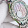 다이아몬드 여성 시계 자동 기계식 시계 35.2mm 사파이어 방수 슈퍼 빛나는 손목 시계 Montre de Luxe