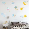 壁のステッカー漫画絵画虹色の太陽の子供寝室ポーチホームウォール背景装飾的なステッカー自己添付室の装飾230822