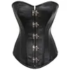 14 Stålbenad korsett Top Black Faux Leather Overbust Steampunk Corsets Bustiers Plus Size Slimming Body Shaper Midje Trainer3119