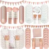 Other Event Party Supplies Rose Gold Disposable Polka Dots Paper Plate Cup Straw Banner Tableware Bridal Shower Wedding Birthday Decor 230822