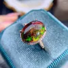 Cluster Rings Natural Real Black Opal Ring Oval Big Style 11 15mm 5ct Gemstone 925 Sterling Silver Fine Jewelry J23885