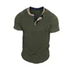 Camicie da uomo o scollo camicia da uomo estate casual manica corta colore solido per maschile pieghettate henley tees uomo pullover top