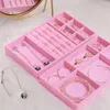 Storage Boxes Bins Velvet Jewelry Display Tray Case s Stackable Exquisite Jewellery Holder Portable Ring Earrings Necklace Organizer Box 230821