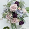 زهور الزفاف مختلطة باقات الحرير الأرجواني المزيفة للعروس Pograph